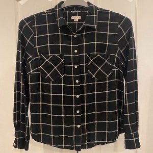 Black and White Flannel Long Sleeve Button-Down